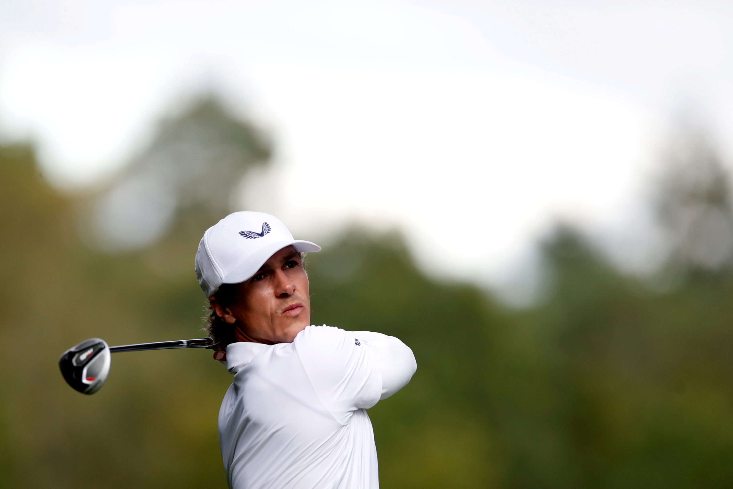 FILE PHOTO: Denmark's Thorbjorn Olesen in action during the first round. 