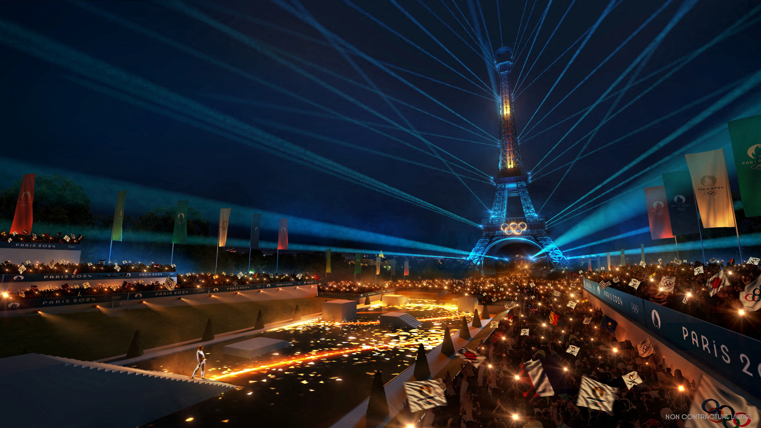 A visualisation of the 2024 Paris Olympic Games opening ceremony is pictured in this undated handout obtained December 13, 2021.  