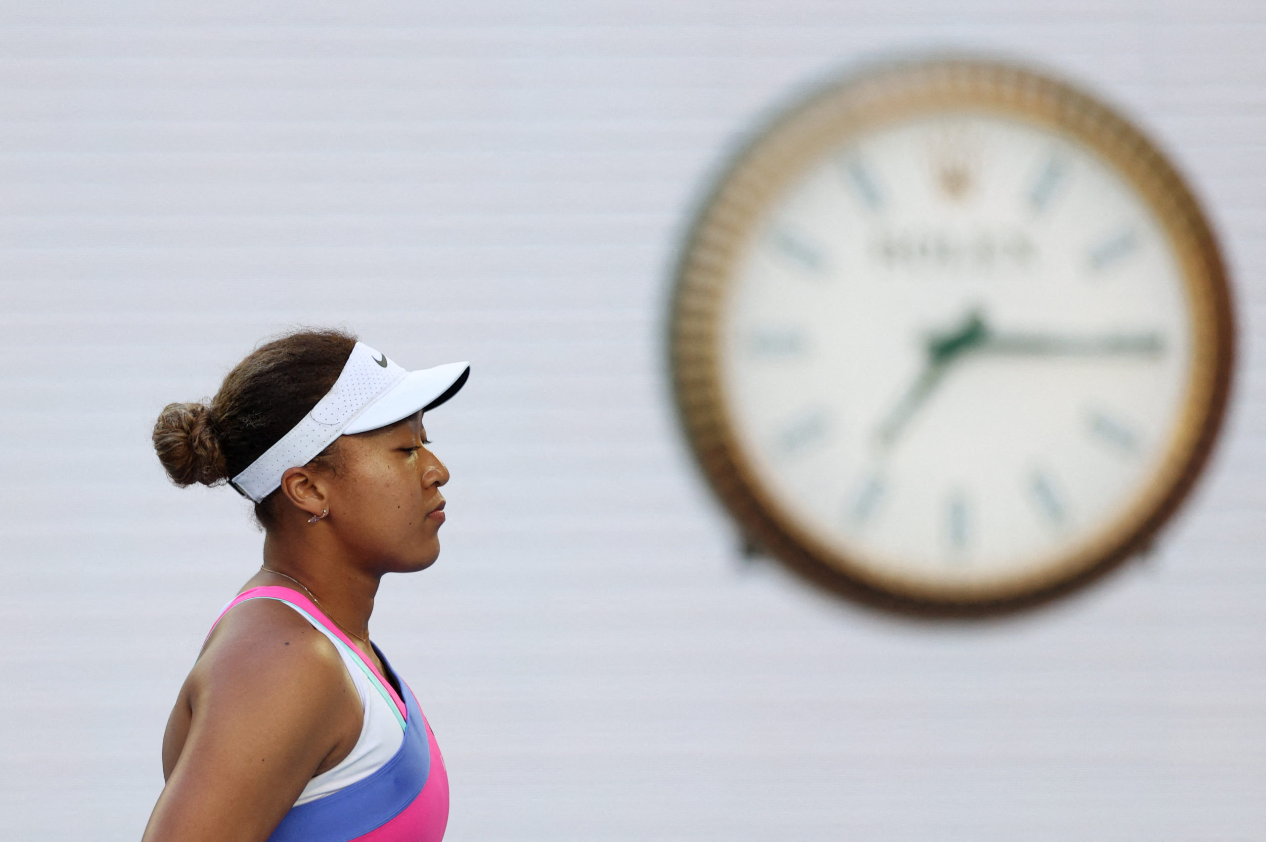 Tennis - Australian Open - Melbourne Park, Melbourne, Australia - January 19, 2022 Japan's Naomi Osaka during her second round match against Madison Brengle of the U.S. 