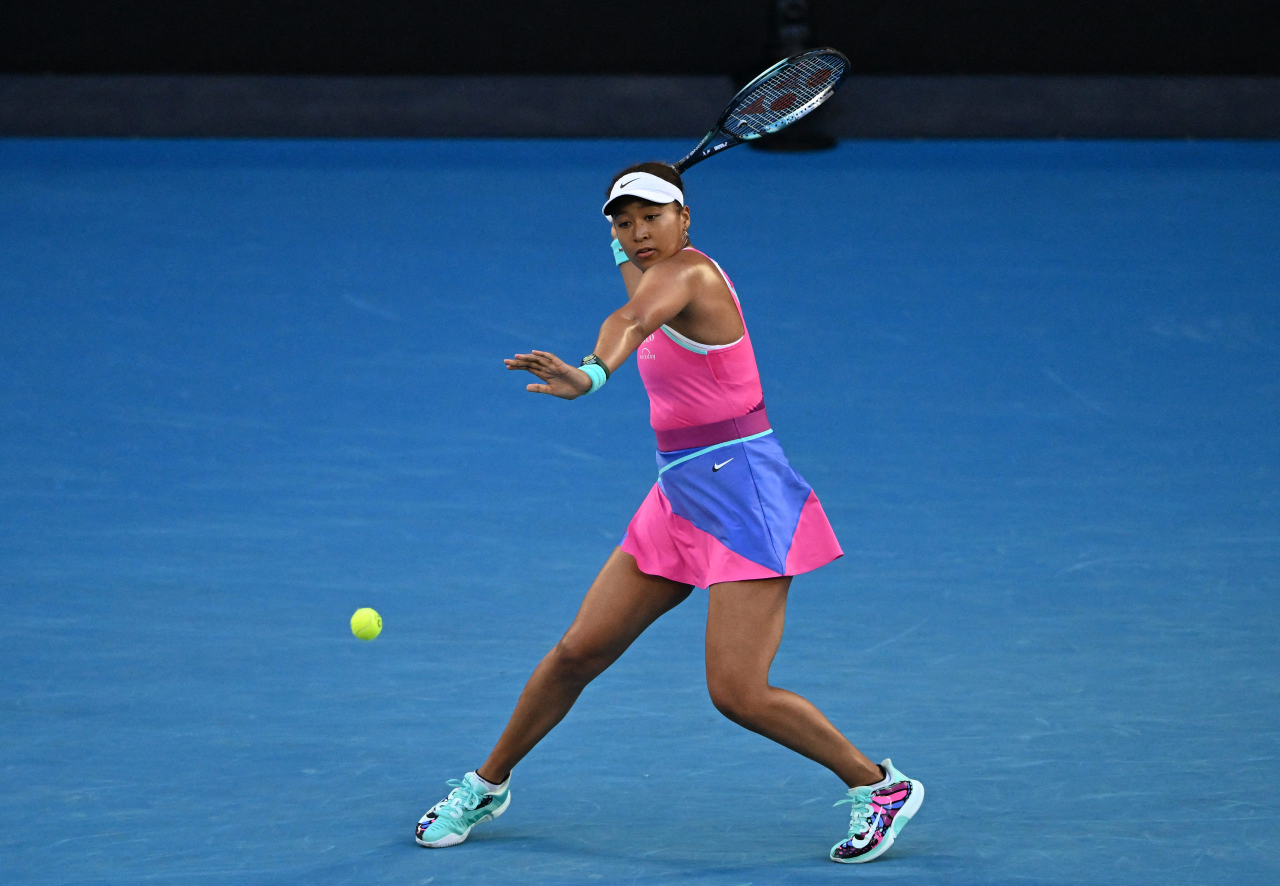 Tennis - Australian Open - Melbourne Park, Melbourne, Australia - January 19, 2022 Japan's Naomi Osaka in action during her second round match against Madison Brengle of the U.S. 