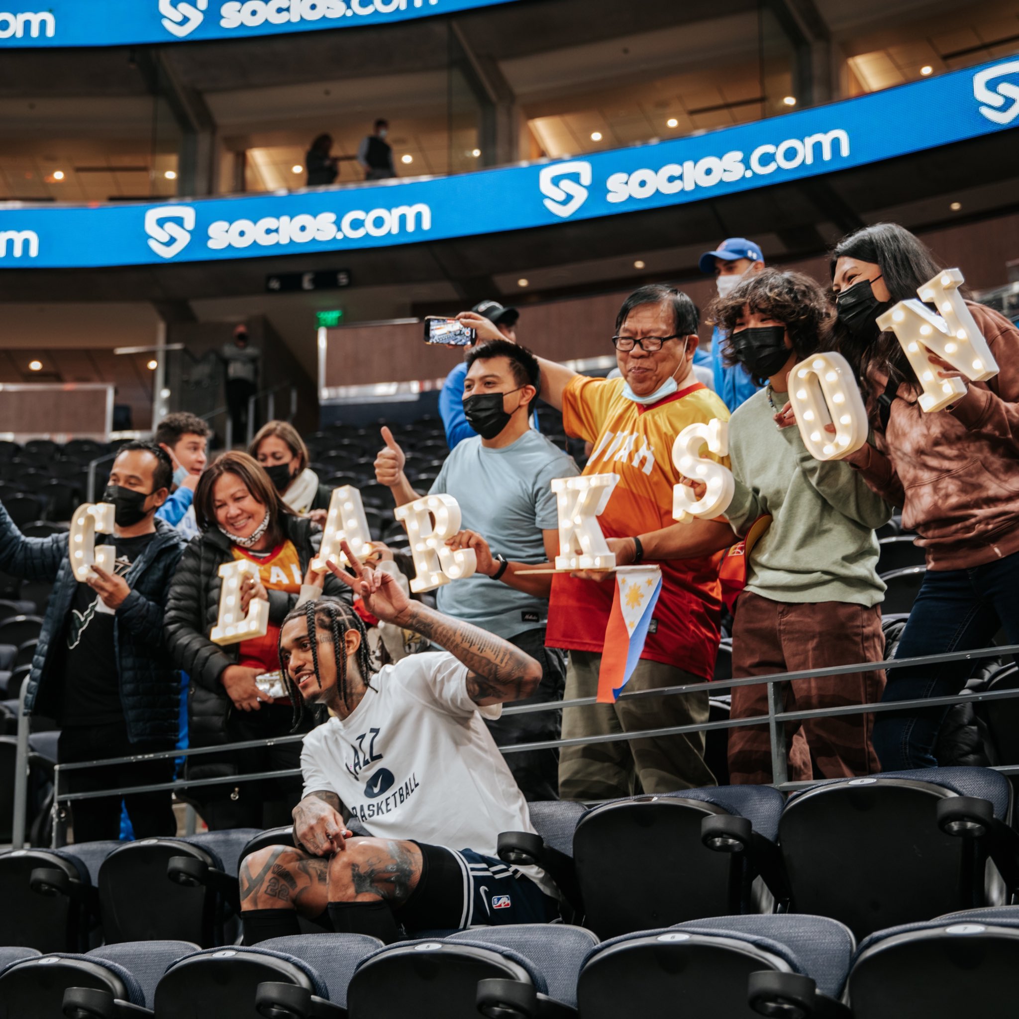 Jordan Clarksons meets with Filipino fans before the game at Vivint Smart Home Arena  in Salt Lake City. 