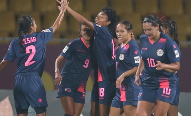 The Philippines women's football team vs Indonesia at the 2022 Asian Women's Cup.
