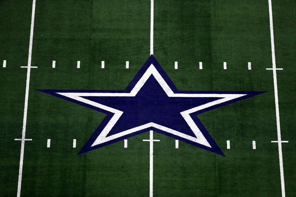 The Dallas Cowboys logo at AT&T Stadium on September 30, 2018 in Arlington, Texas.   Ronald Martinez/Getty 