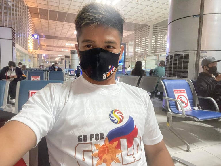 WBO Oriental bantamweight champion Jonas Sultan at the NAIA Airport as he waits for his flight to the United States Saturday. 