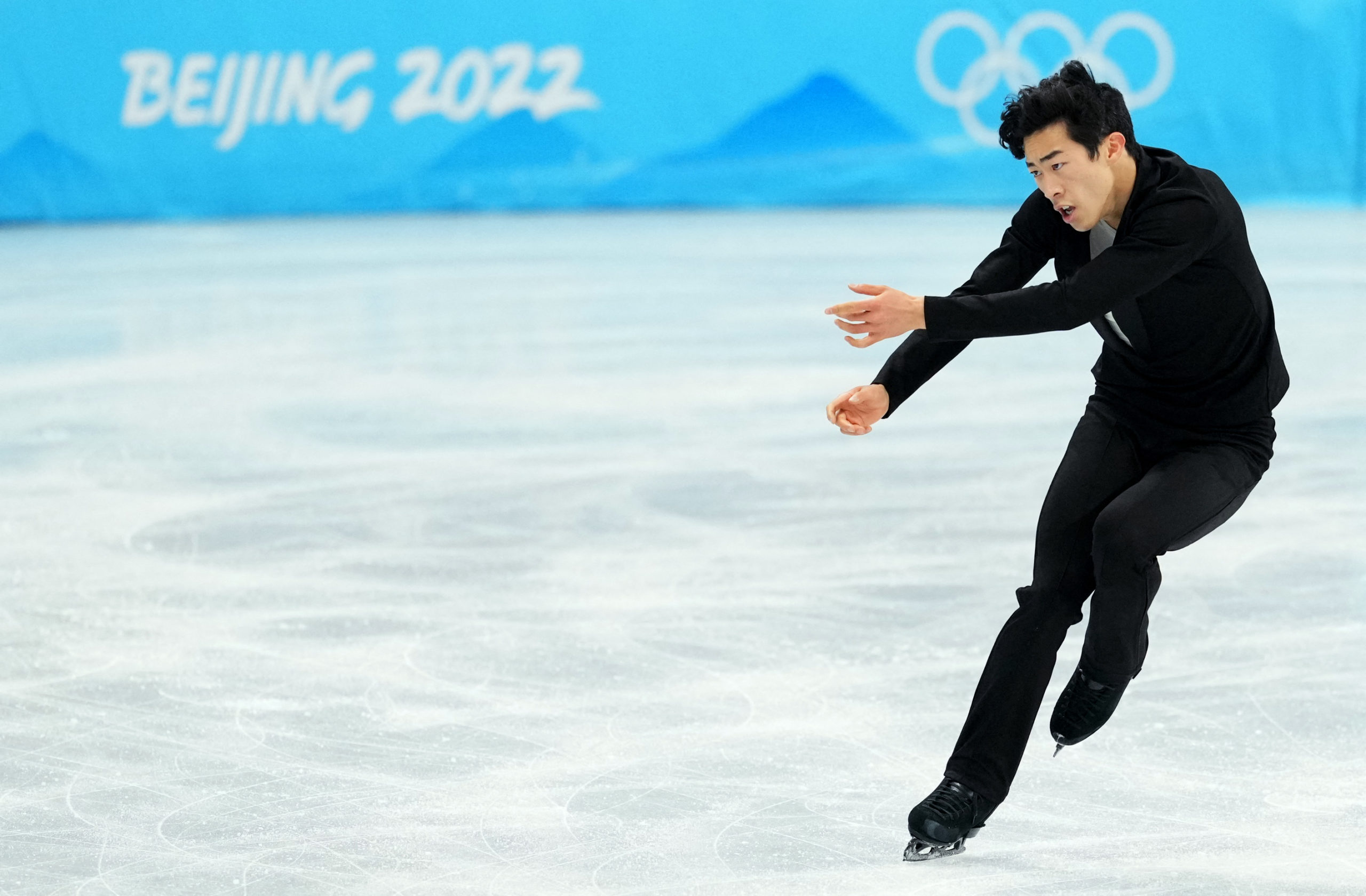 2022 Beijing Olympics - Figure Skating - Men Single Skating - Short Program - Capital Indoor Stadium, Beijing, China - February 8, 2022. Nathan Chen of the United States in action.