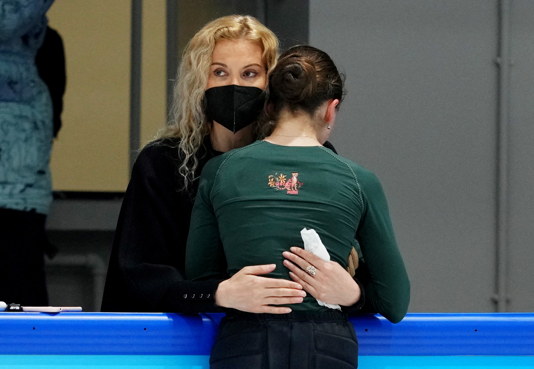 - February 12, 2022. Kamila Valieva of the Russian Olympic Committee during training with the Russian Olympic Committee coach Eteri Tutberidze 