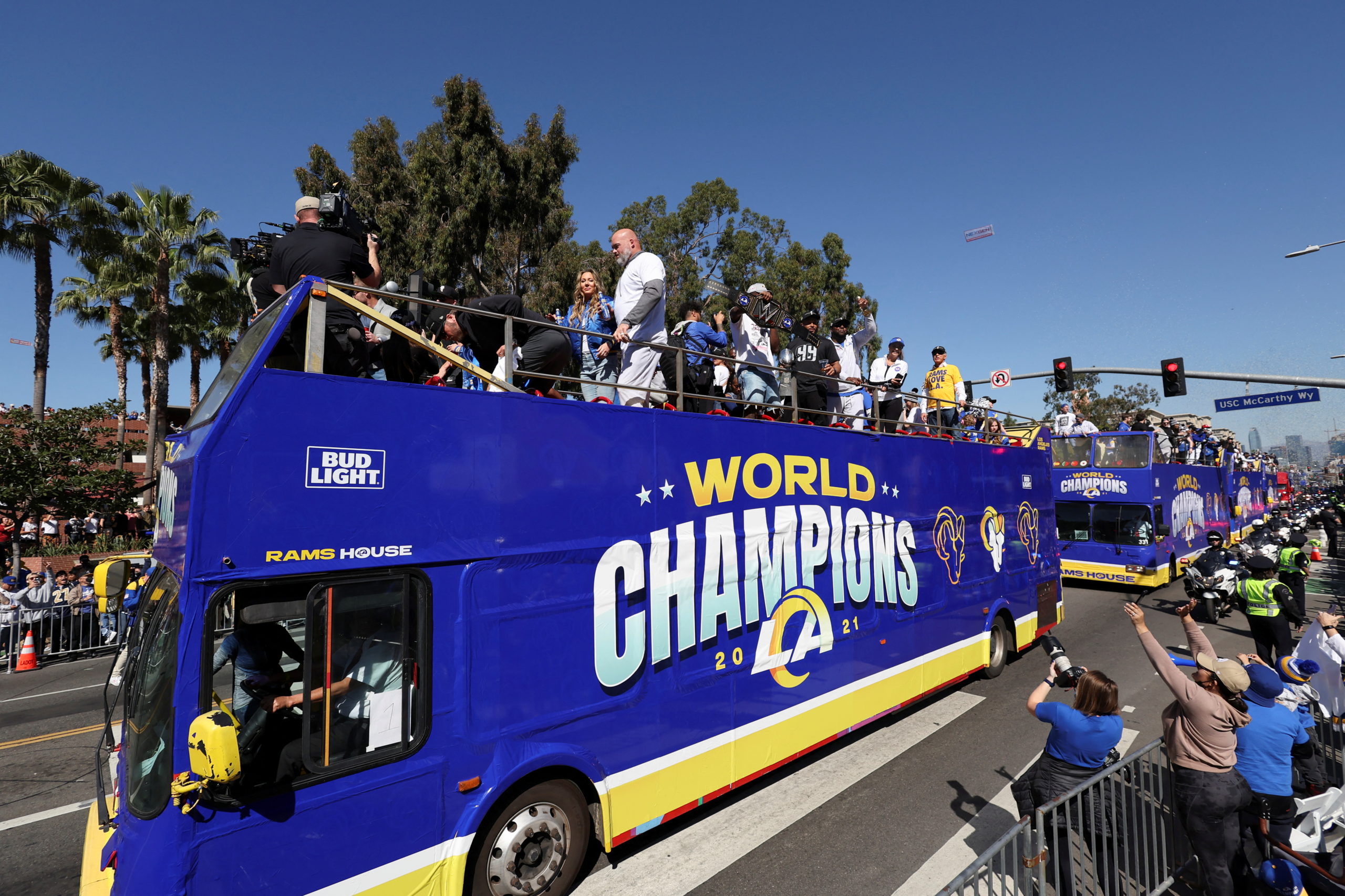 Los Angeles Rams celebrate their Super Bowl victory with a parade in Los Angeles, California, U.S., February 16, 2022. 