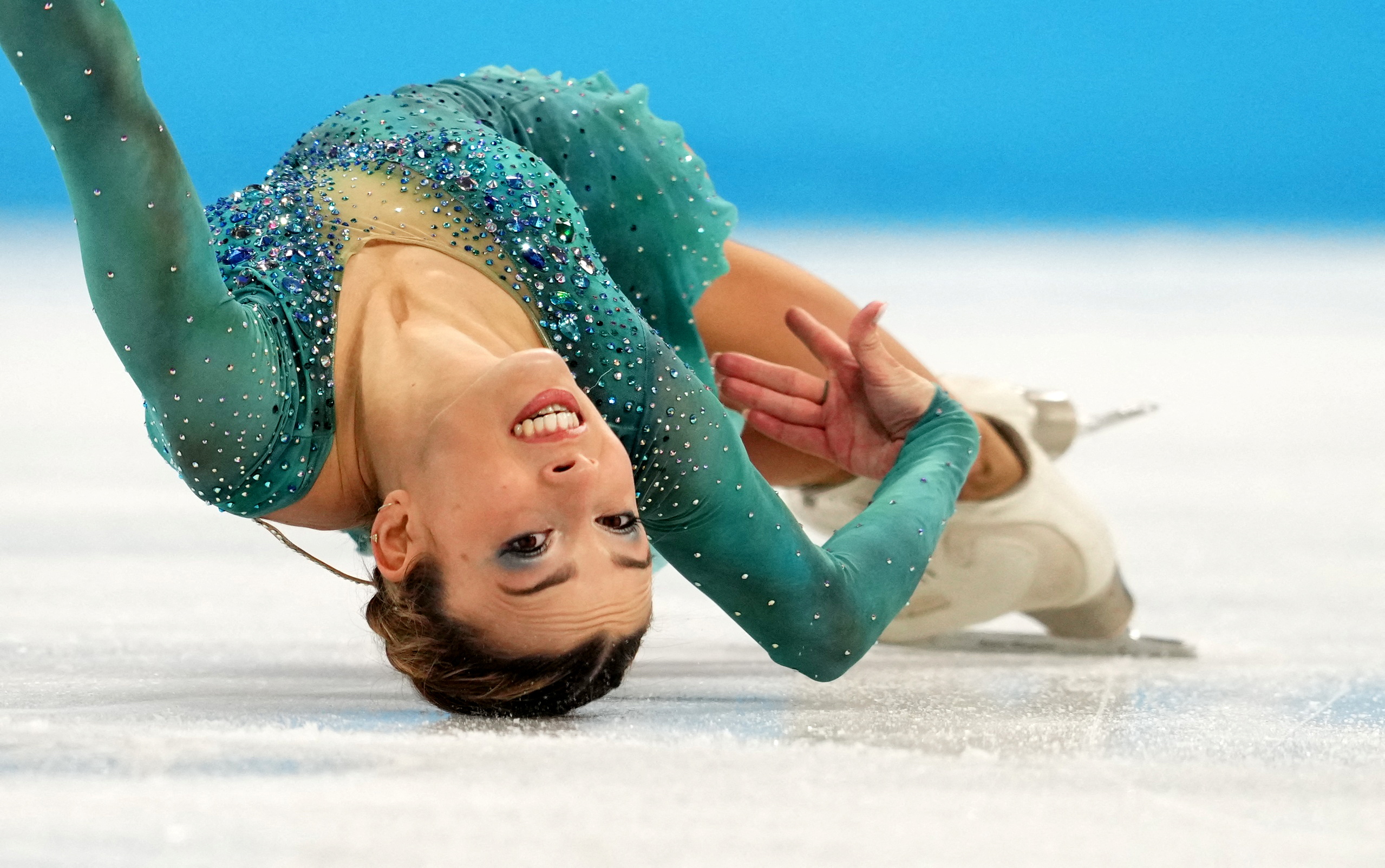 FILE PHOTO: 2022 Beijing Olympics - Figure Skating - Pair Skating - Free Skating - Capital Indoor Stadium, Beijing, China - February 19, 2022. Laura Barquero of Spain in action. 