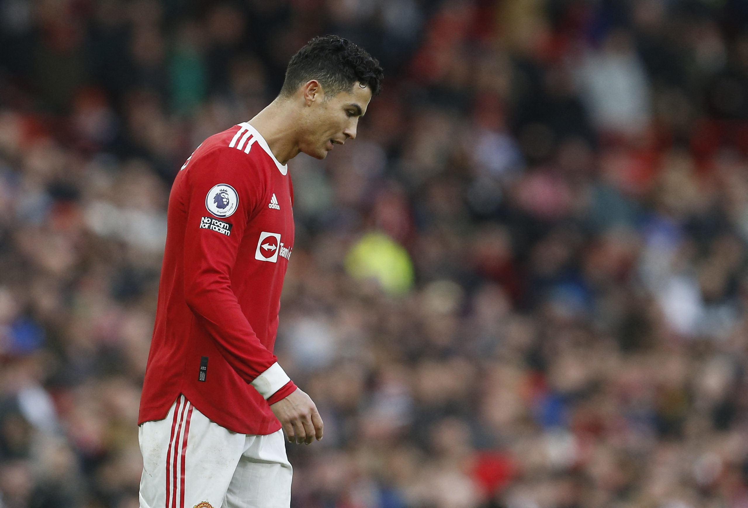 Soccer Football - Premier League - Manchester United v Watford - Old Trafford, Manchester, Britain - February 26, 2022 Manchester United's Cristiano Ronaldo reacts