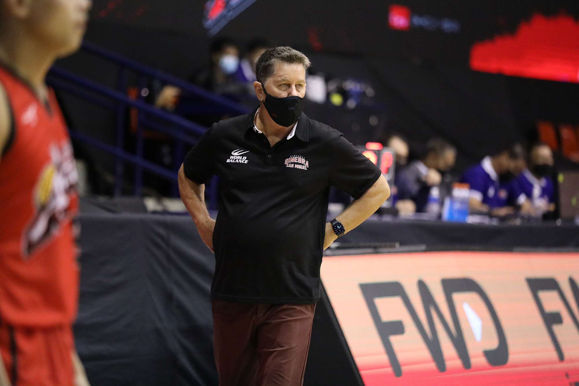 Ginebra coach Tim Cone, a former Alaska mentor, during against the Gin Kings and the Aces in the 2021 PBA Governors' Cup.