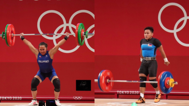 Photos of Filipino weightlifters Hidilyn Diaz and Elreen Ando for story: Hidilyn Diaz, Elreen Ando may clash over one Paris 2024 slot