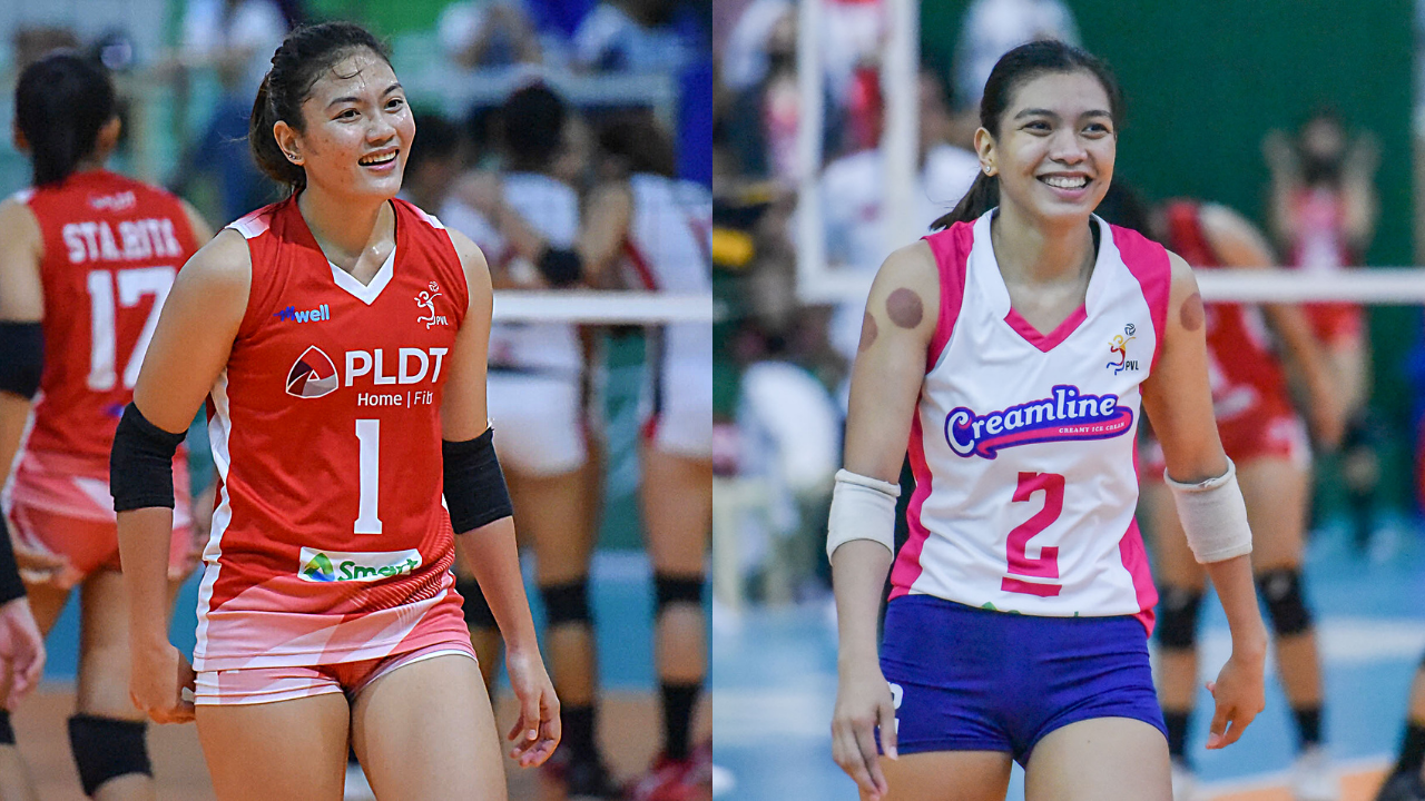 FILE–Isa Molde (left), who is now with Choco Mucho, and Alyssa Valdez, who leads Creamline.