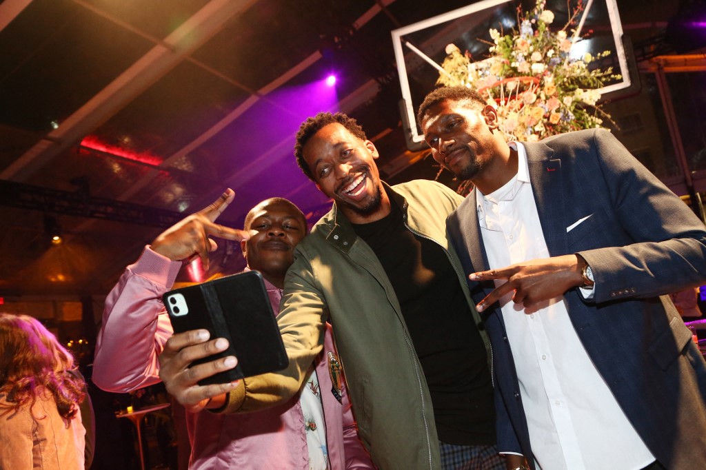LOS ANGELES, CALIFORNIA - MARCH 02: Edwin Hodge, Lorenzo Davis and guest attend the Premiere Of HBO's "Winning Time: The Rise Of The Lakers Dynasty" - After Party on March 02, 2022 in Los Angeles, California.  