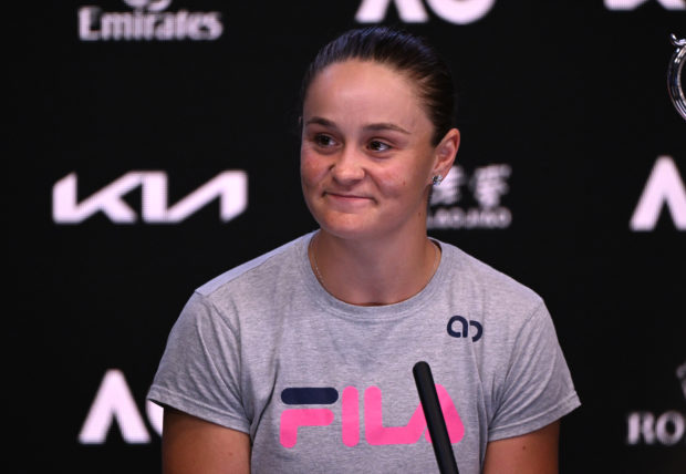 Australian Open - Women's Singles Final - Melbourne Park, Melbourne, Australia - January 29, 2022 Australia's Ashleigh Barty during the press conference after winning the final against Danielle Collins of the U.S. REUTERS/Morgan Sette