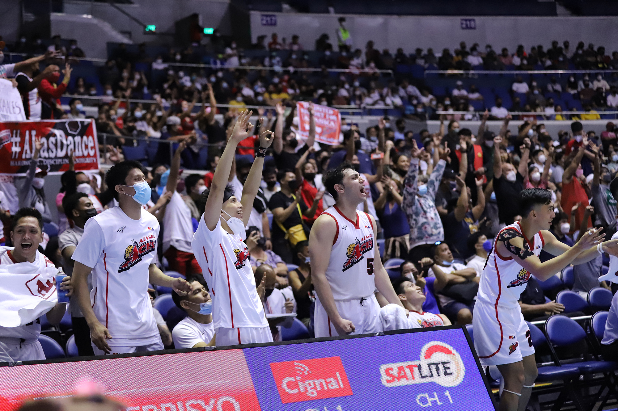 Alaska Aces on the bench during the quarterfinals match against NLEX on Wednesday. 