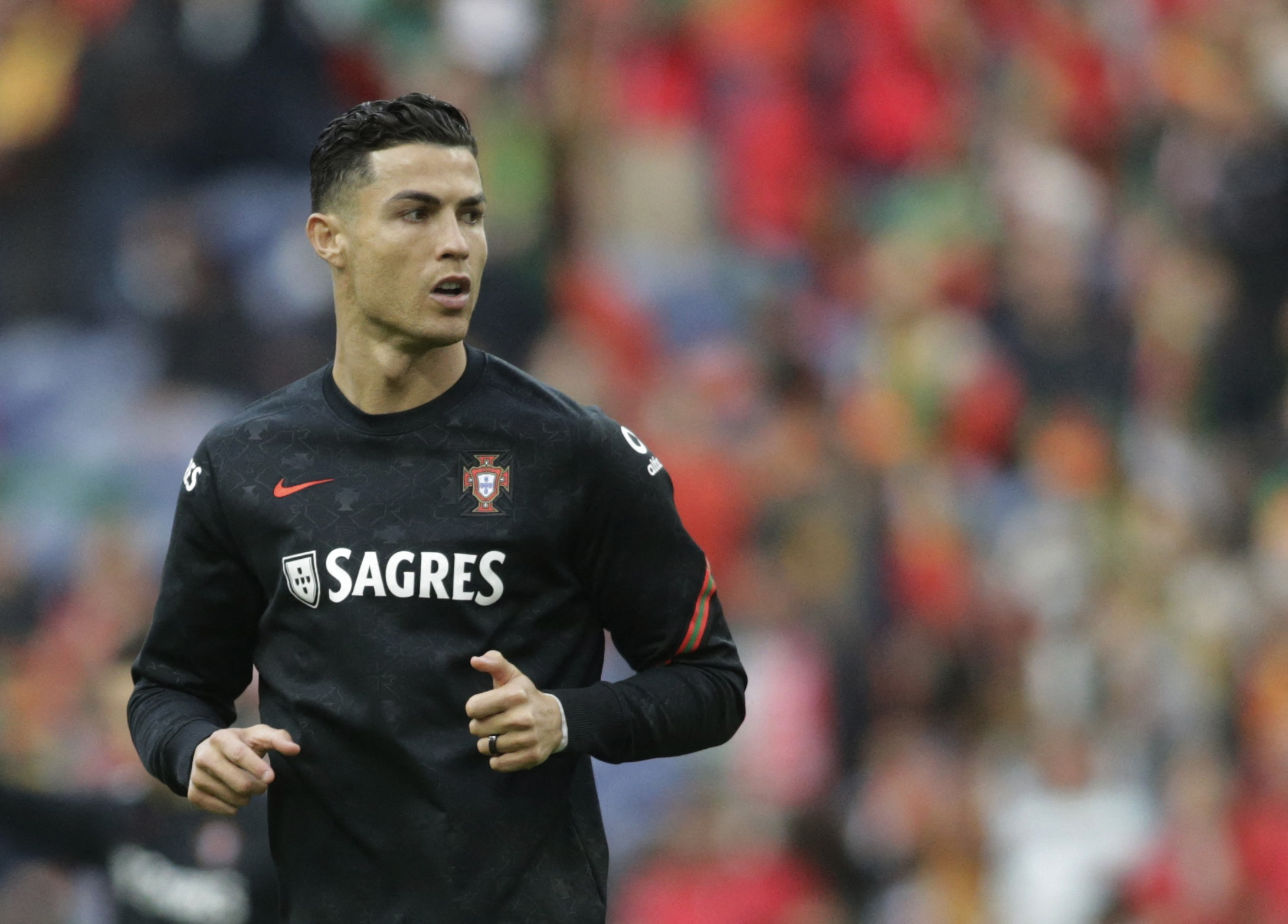 FILE PHOTO: Soccer Football - World Cup - UEFA Qualifiers - Path C Playoff Final - Portugal v North Macedonia - Estadio do Dragao, Porto, Portugal - March 29, 2022 Portugal's Cristiano Ronaldo during the warm up before the match 