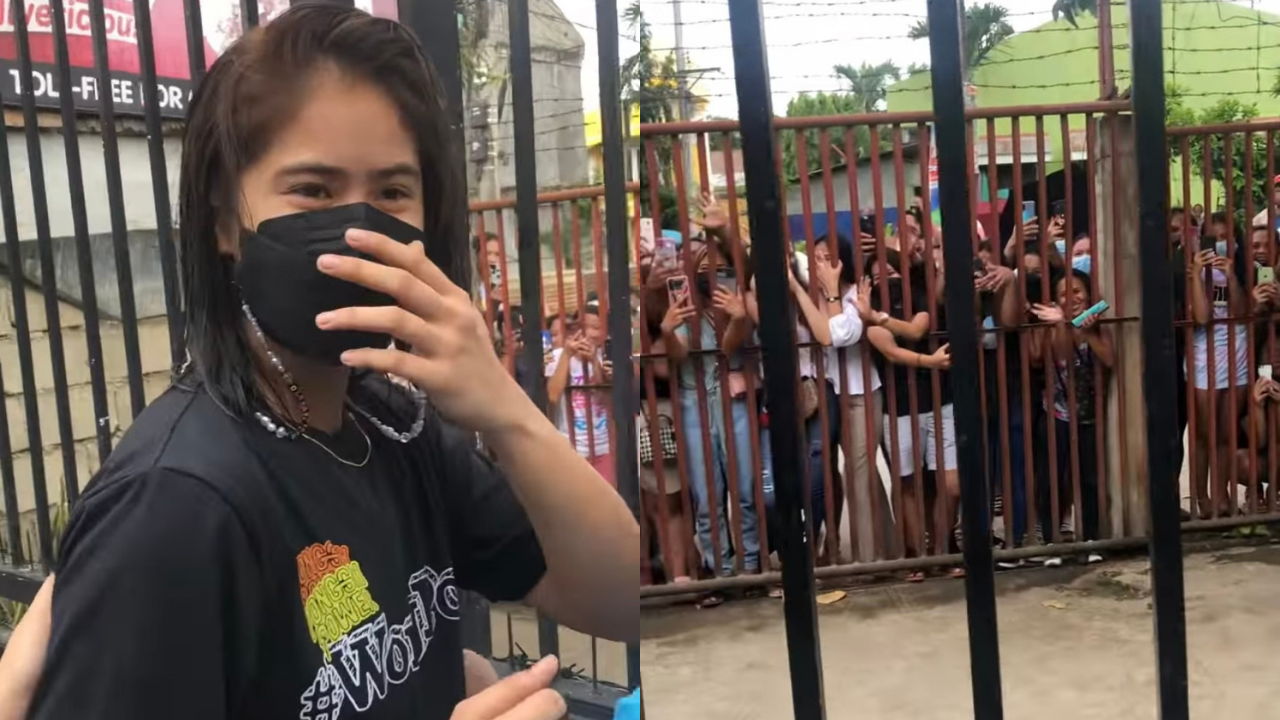 Deanna Wong face her fans who were waiting outside her home in Cebu on Friday. SCREENGRAB FROM JUDIN WONG'S VIDEO