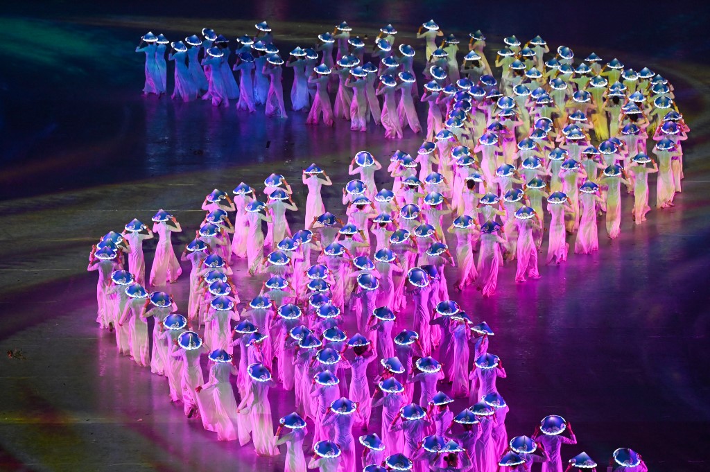 Performers take part in the opening ceremony of the 31st Southeast Asian Games (SEA Games) at the My Dinh National Stadium in Hanoi on May 12, 2022. (Photo by Ye Aung THU / AFP)