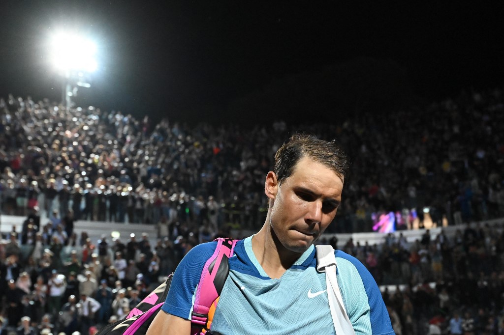 Spain's Rafael Nadal leaves after losing his third round match against Canada's Denis Shapovalov at the ATP Rome Open tennis tournament on May 12, 2022 at Foro Italico in Rome. 