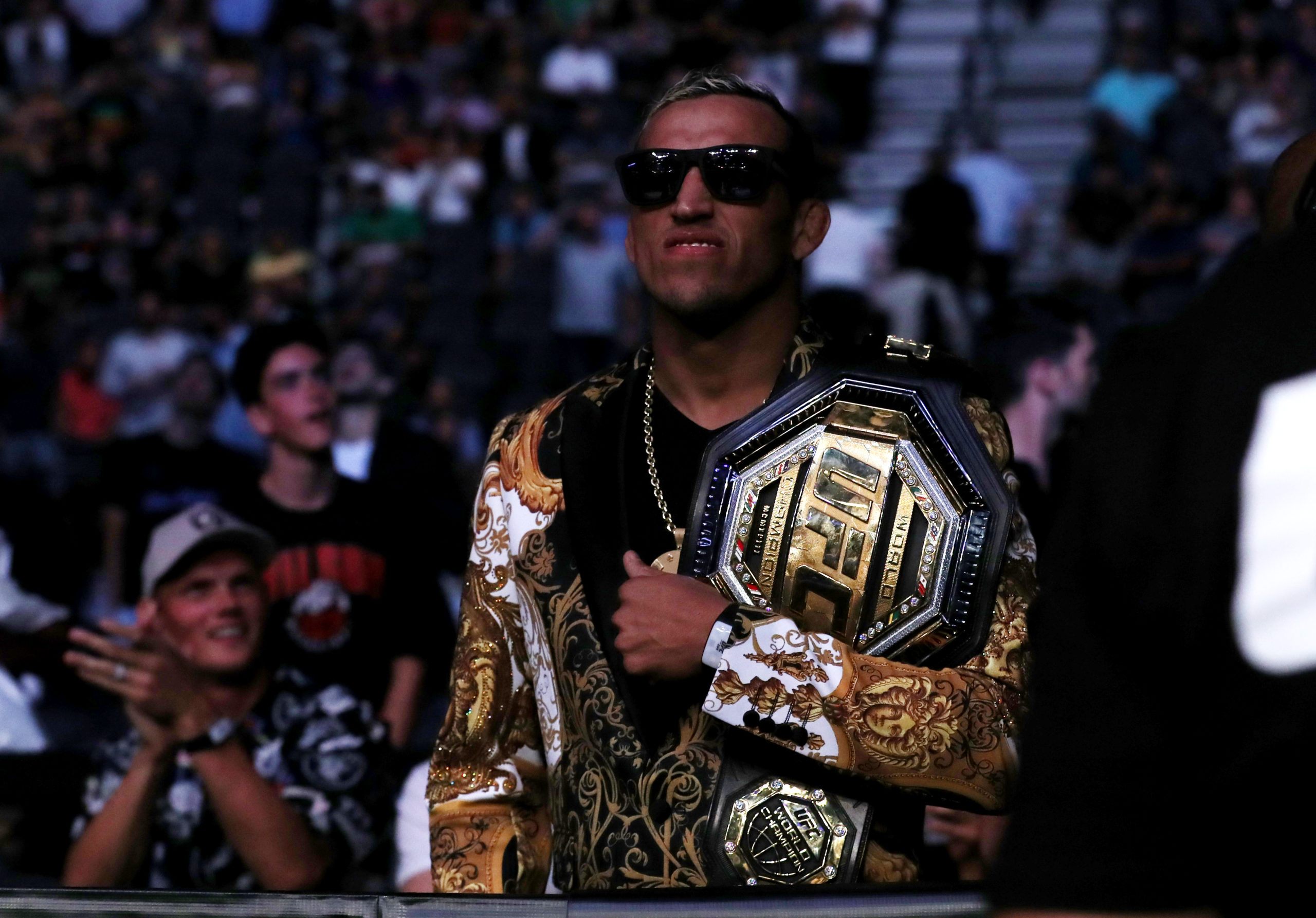 FILE PHOTO: MMA - UFC264 - Dustin Poirier v Conor McGregor - T-Mobile Arena, Las Vegas, United States - July 10, 2021 UFC Lightweight Champion Charles Oliveira is seen before the main event 