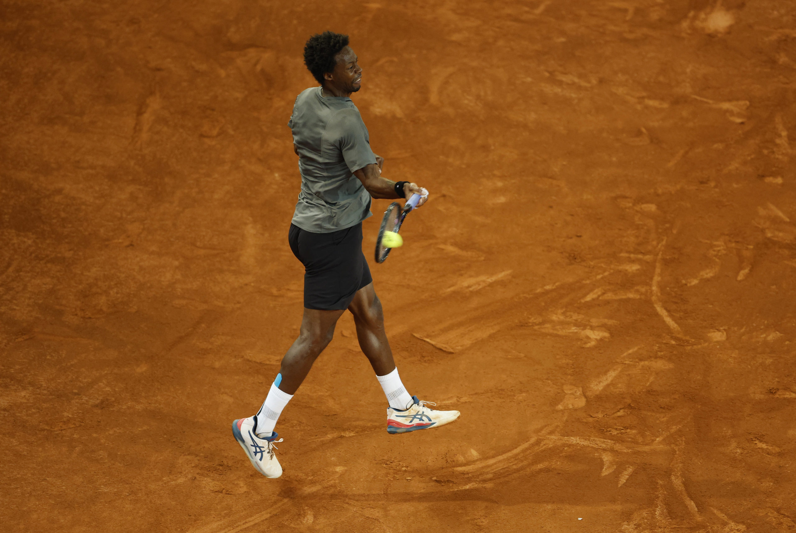 FILE PHOTO: Tennis -  ATP Masters 1000 - Madrid Open - Caja Magica, Madrid, Spain - May 3, 2022 France's Gael Monfils in action during his second round match against Serbia's Novak Djokovic REUTERS/Juan Medina