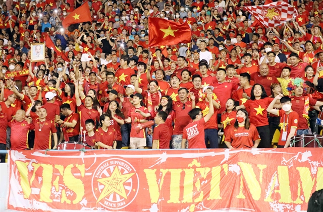 Vietnamese supporters created a wall of red in Cẩm Phả Stadium to support their women's team. — VNA/VNS Photo Anh Tuấn