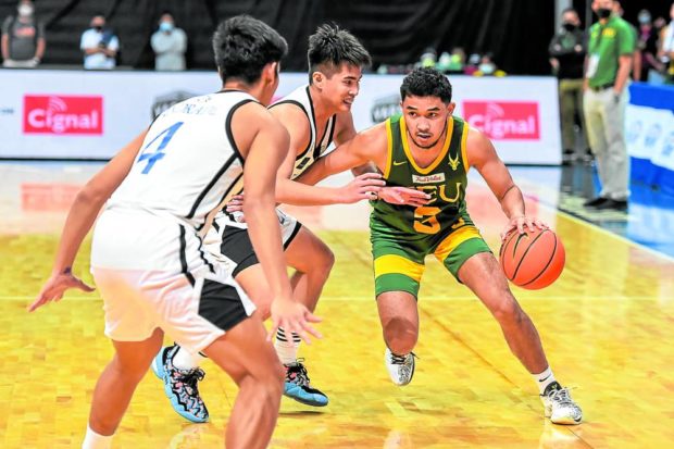 RJ Abarrientos (with ball) will shoulder a lot of the load on offense for FEU if the Tamaraws hope to bring down the Blue Eagles. —UAAP MEDIA