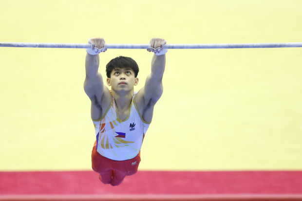 Carlos Yulo during the men's individual all-around at the 31st SEA Games. SEA GAMES POOL PHOTO