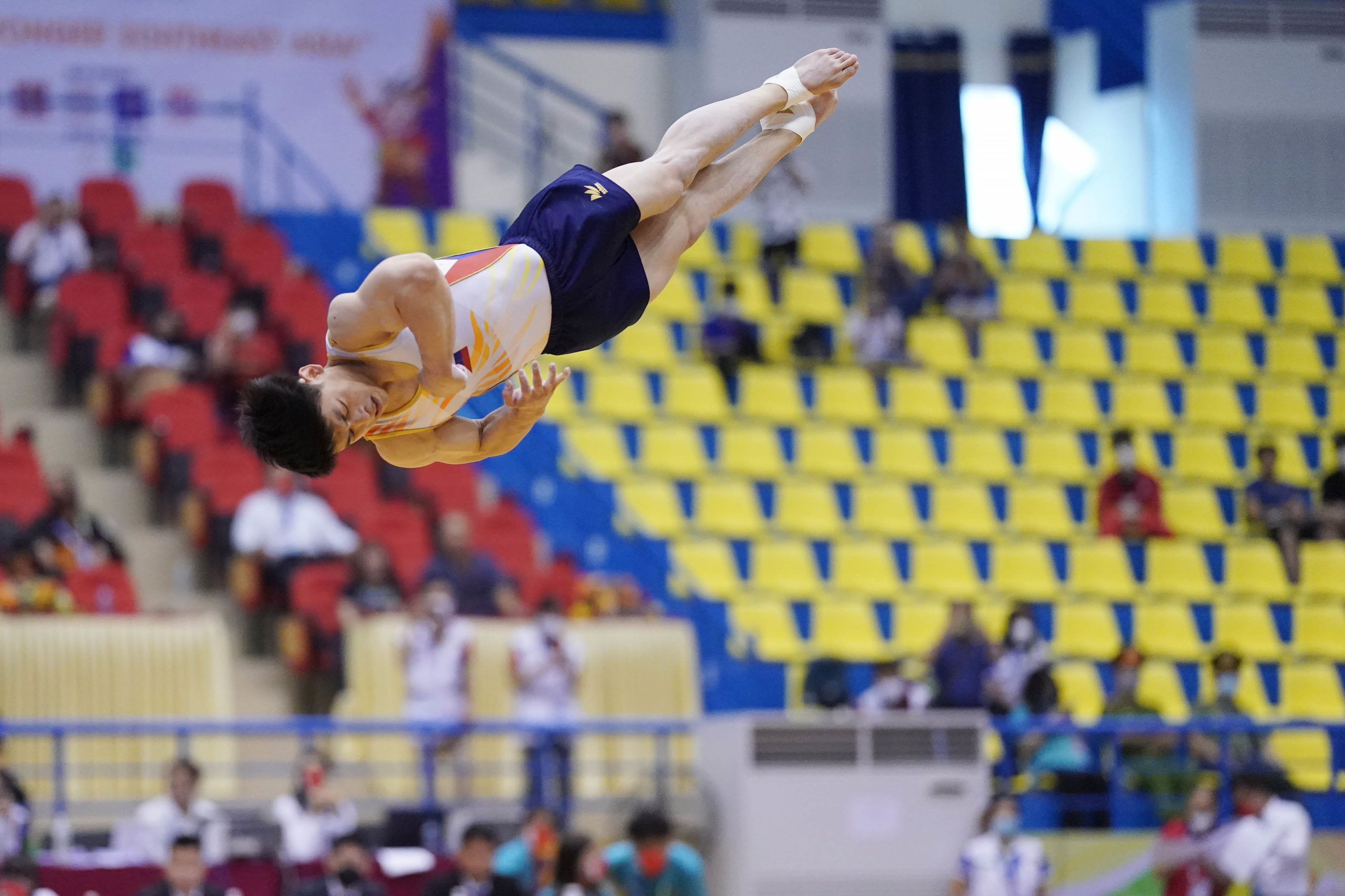 FILE - Carlos Yulo during the men's individual all-around at the 31st SEA Games. SEA GAMES POOL PHOTO