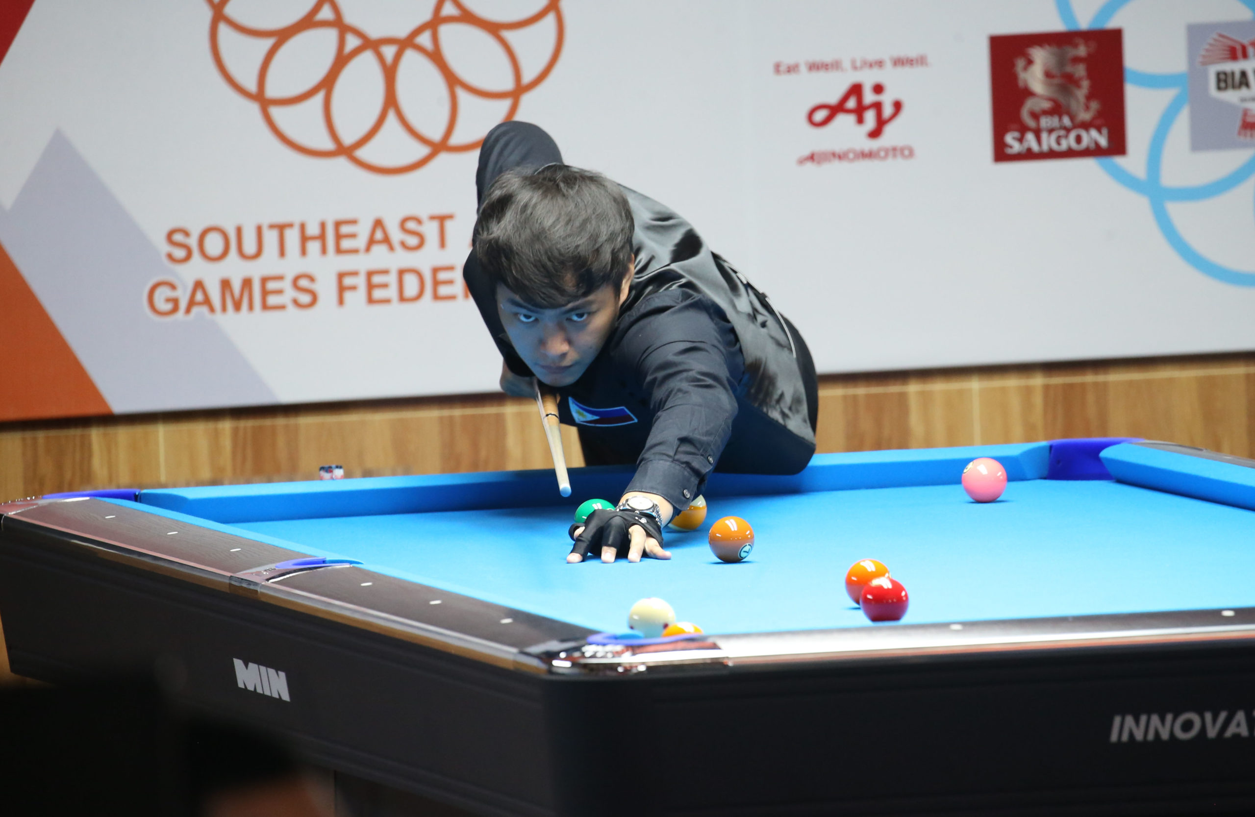 Johann Chua ends a streak of bronze medals with a charmed run to the gold in men’s 9-ball. —PSC PHOTO.