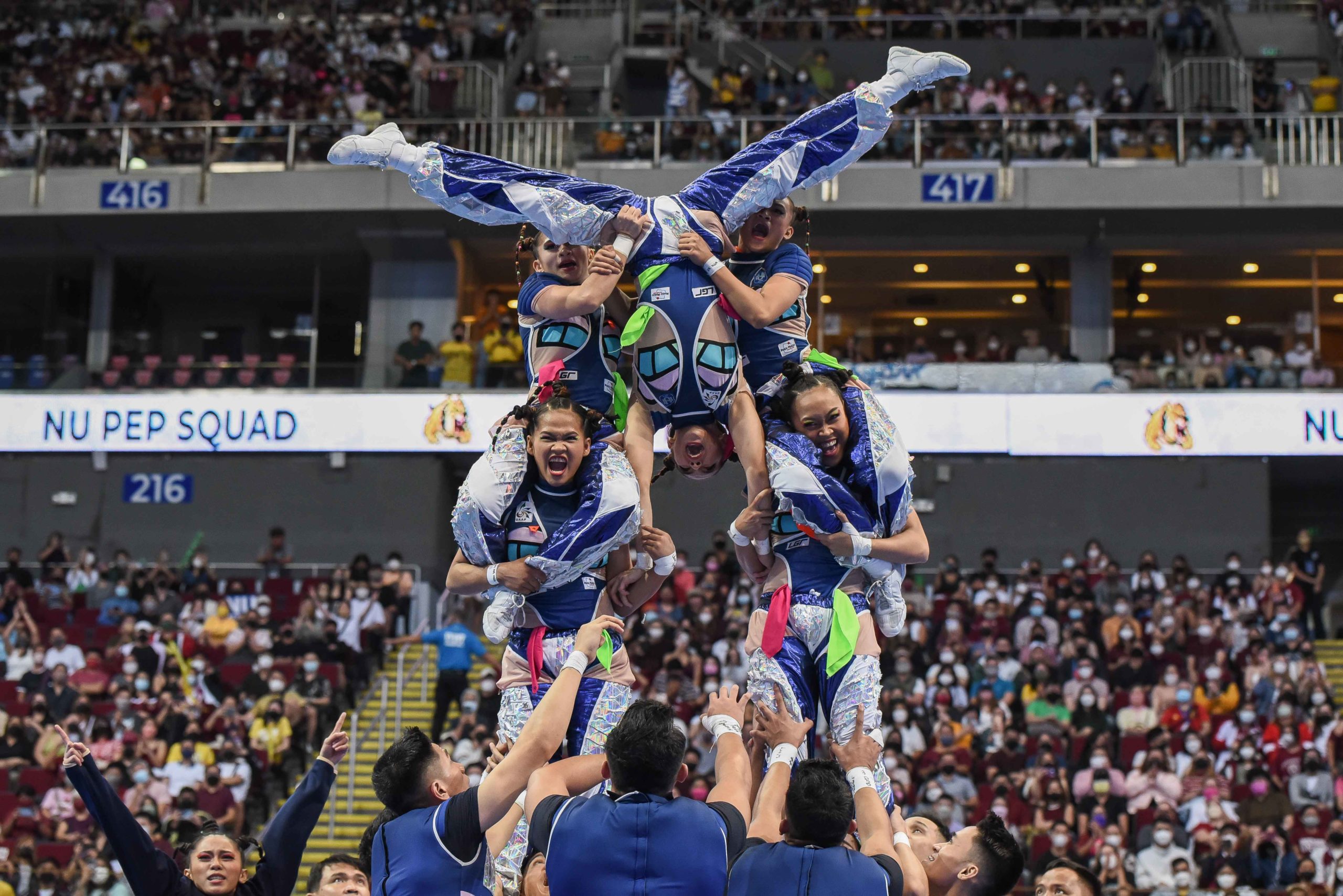 NU Pep Squad during the UAAP Season 84 Cheerdance Competition. UAAP PHOTO