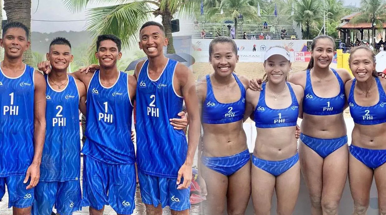 The Philippine men's and women's beach volleyball teams. BVR FILE PHOTO