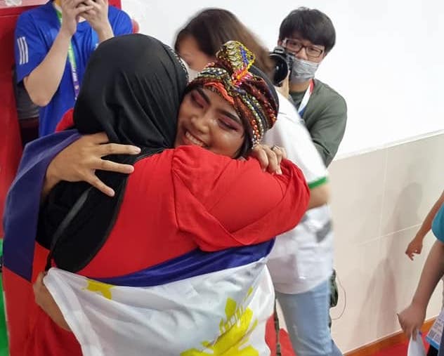 Francine Padios celebrates Philippines' first gold in 31st SEA Games. Photo from Princess Jacel Kiram Facebook