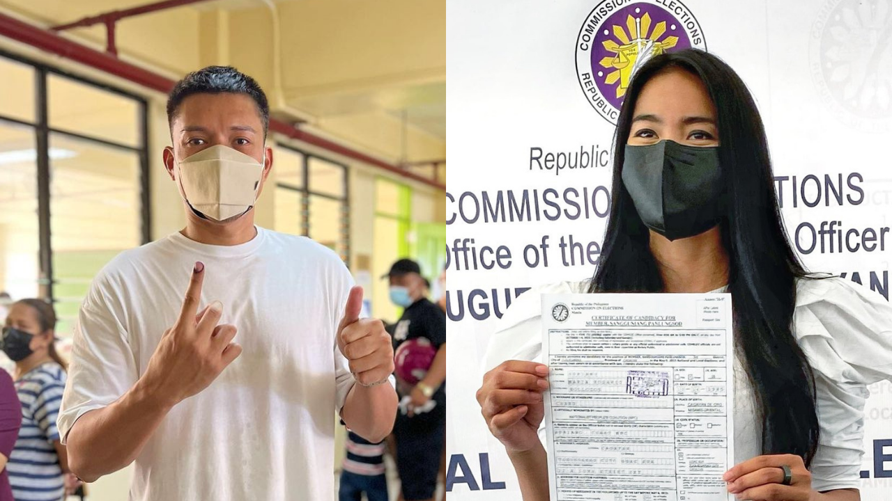 Sports personalities James Yap (left) and Charo Soriano were among election winners based on partial, unofficial results. JAMES YAP, CHARO SORIANO INSTAGRAM ACCOUNTS