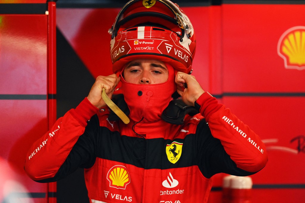  Charles Leclerc of Monaco and Ferrari prepares to drive in the garage during practice ahead of the F1 Grand Prix of Canada 