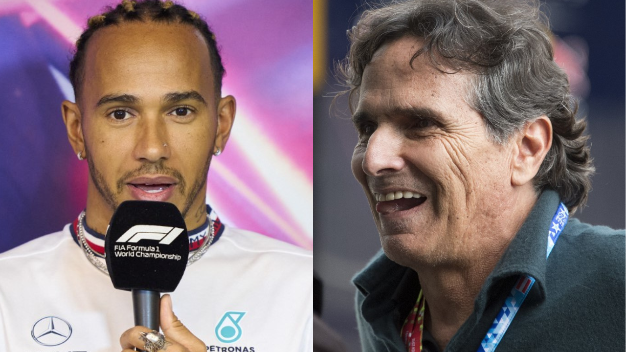 Seven time F1 world champion Lewis Hamilton (left) and former world champion Nelson Piquet