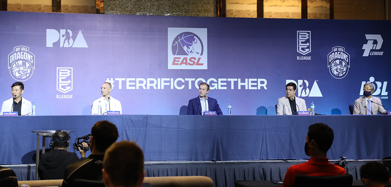 Asian league executives including PBA's Willie Marcial during the EASL Draw on Tuesday at Shangri-La The Fort.