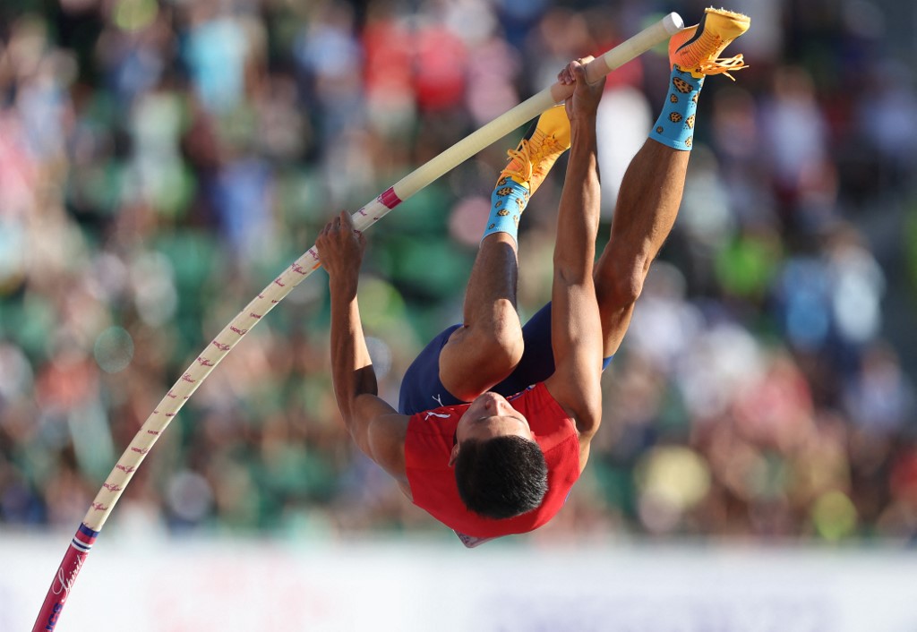 EJ Obiena of Team Philippines competes in the Men's Pole Vault final on day ten of the World Athletics Championships Oregon22 at Hayward Field on July 24, 2022 in Eugene, Oregon.   