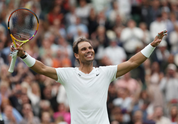 Wimbledon - All England Lawn Tennis and Croquet Club, London, Britain - June 30, 2022 Spain's Rafael Nadal celebrates winning his second round match against Lithuania's Ricardas Berankis REUTERS/Paul Childs