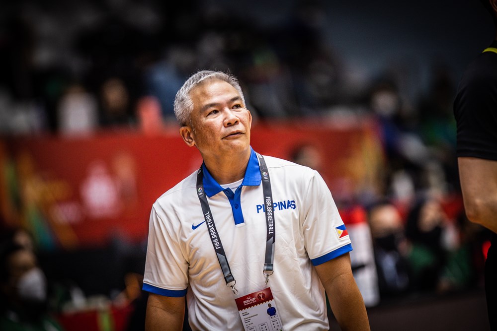 Coach Gilas Pilipinas Chot Reyes in the 2022 Fiba Asia Cup match against Lebanon.