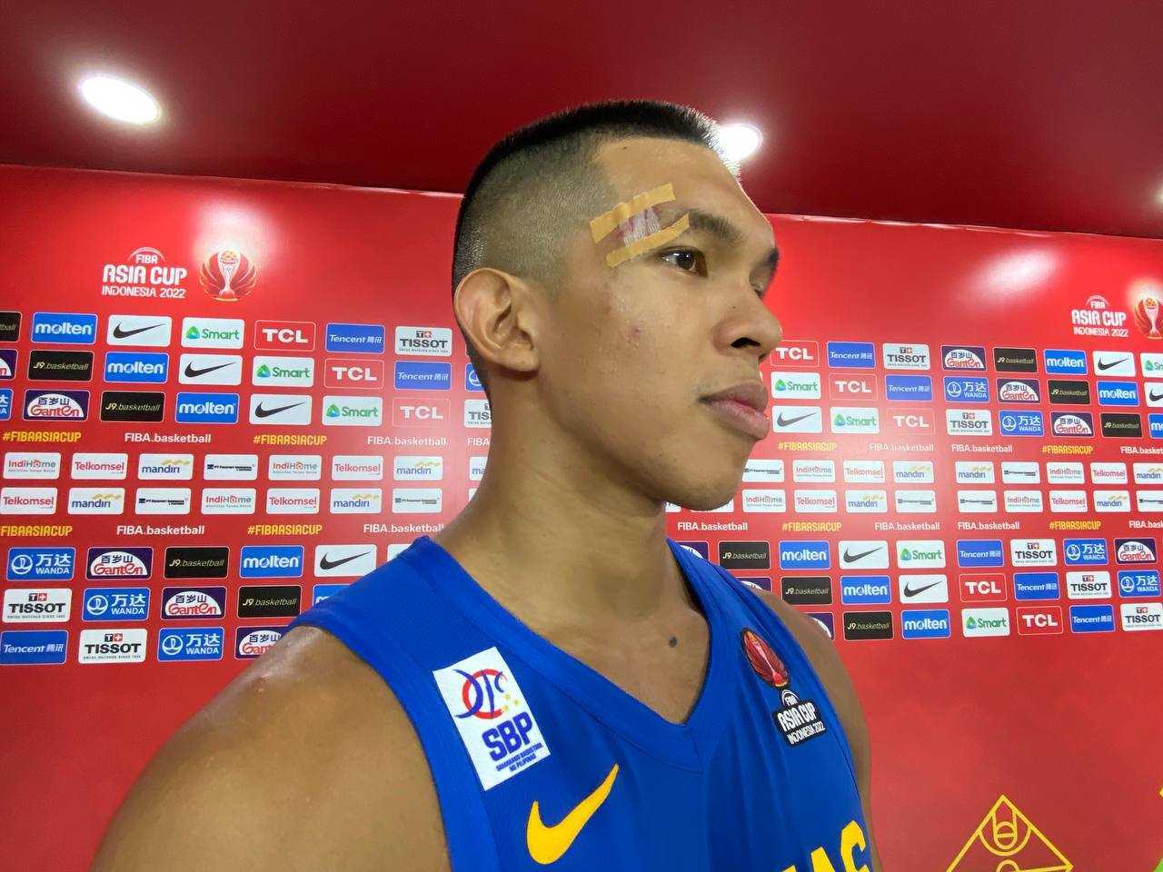 Gilas Pilipinas' Thirdy Ravena after a bad fall in their game against Lebanon. 