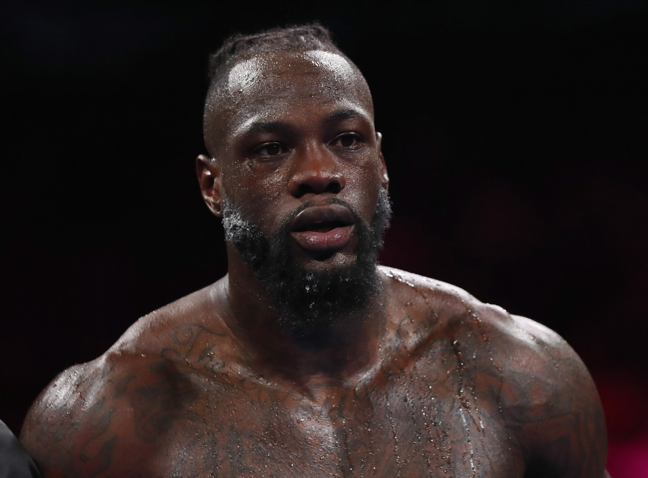 FILE PHOTO: Boxing - Tyson Fury v Deontay Wilder - WBC Heavyweight Title - T-Mobile Arena, Las Vegas, Nevada, U.S. - October 9, 2021  Deontay Wilder during the fight in his corner