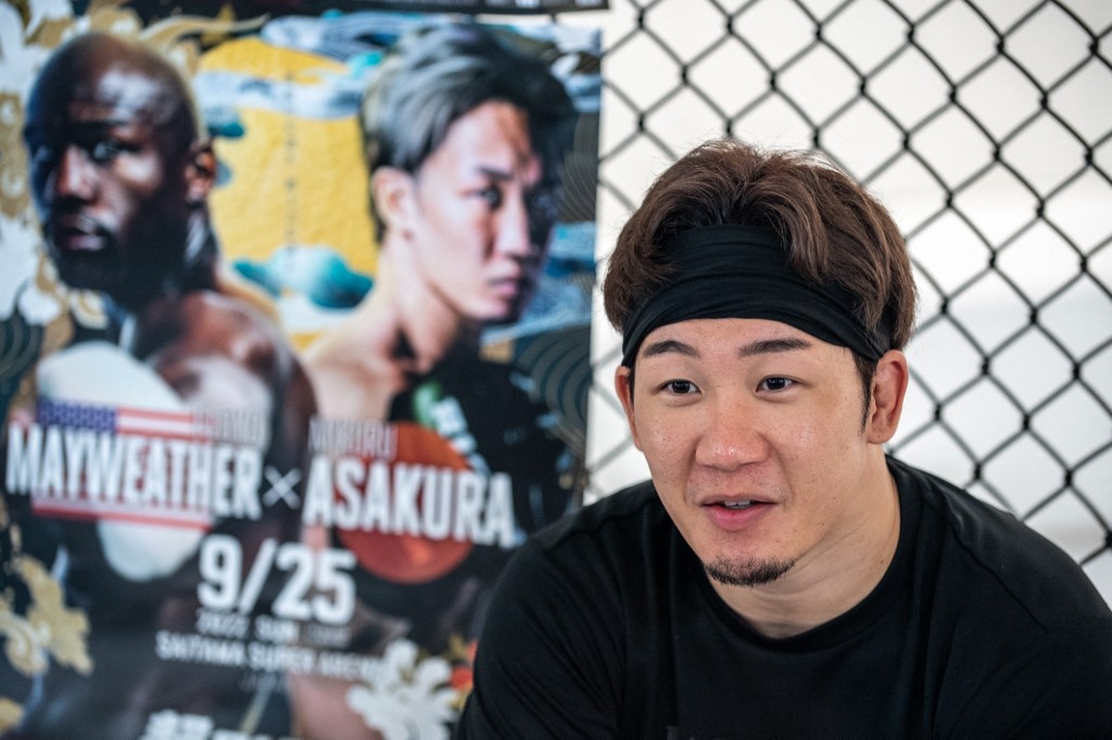 Japan's Mikuru Asakura attends a press conference in Tokyo on September 12, 2022, before his boxing exhibition match against USA's Floyd Mayweather on September 25.