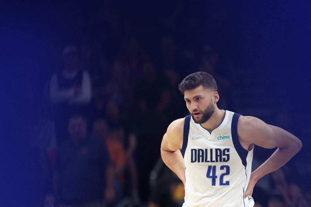 Maxi Kleber #42 of the Dallas Mavericks reacts during the second half of Game One of the Western Conference Second Round NBA Playoffs at Footprint Center on May 02, 2022 in Phoenix, Arizona. The Suns defeated the 
