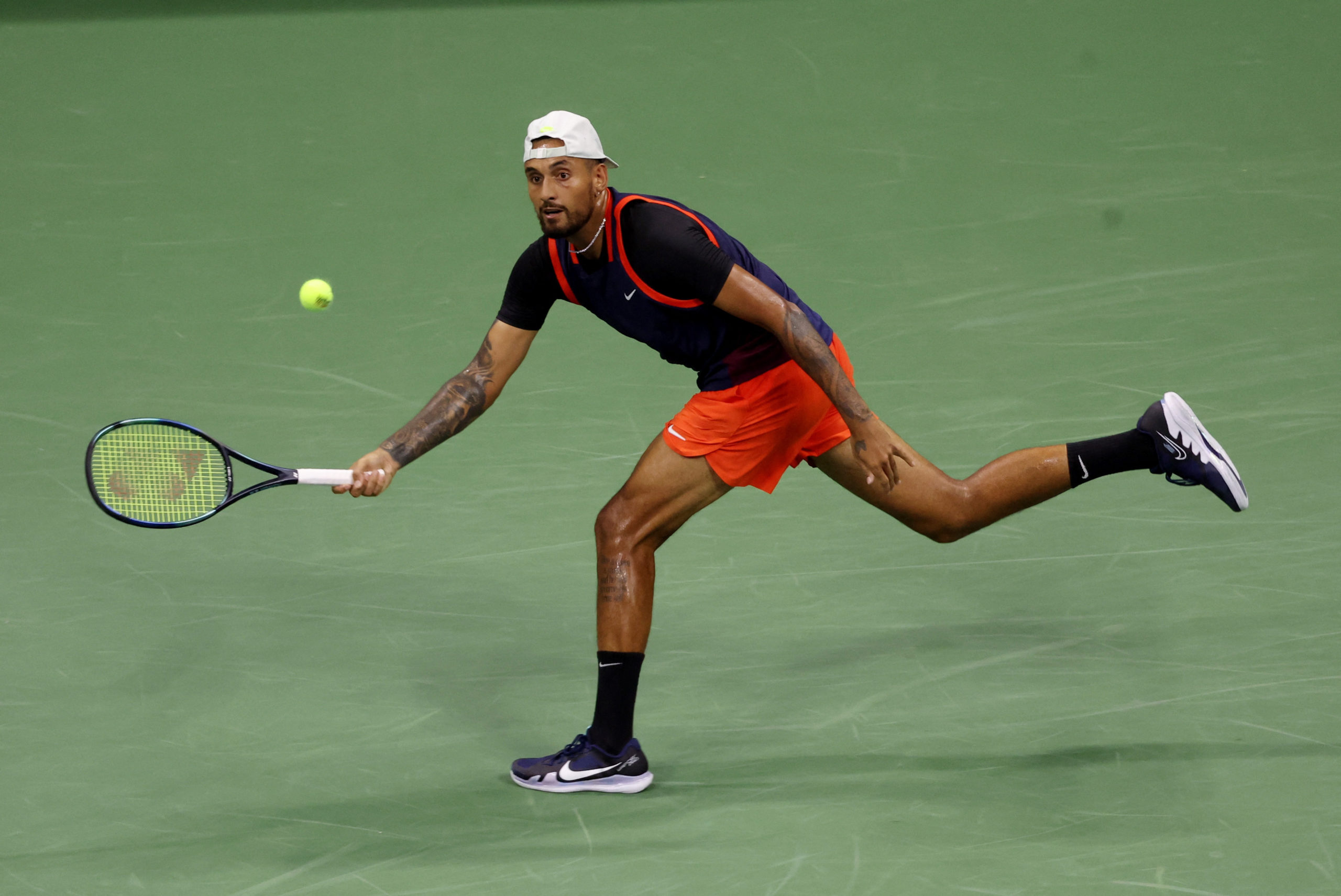 FILE PHOTO: Tennis - U.S. Open - Flushing Meadows, New York, United States - August 29, 2022 Australia's Nick Kyrgios in action during his first round match against Australia's Thanasi Kokkinakis