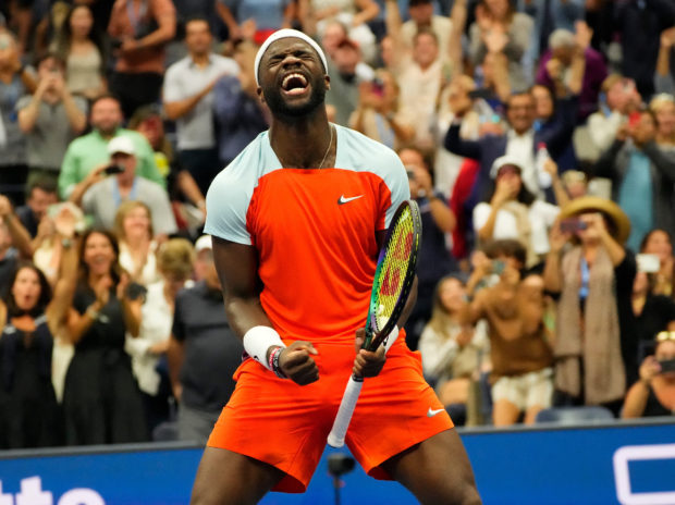 Frances Tiafoe of the USA after beating  Andrey Rublev on day ten of the 2022 U.S. Open tennis tournament at USTA Billie Jean King National Tennis Center. Mandatory Credit: Robert Deutsch-USA TODAY Sports
