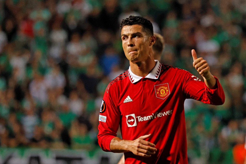 (FILES) In this file photo taken on October 06, 2022 Manchester United's Portuguese striker Cristiano Ronaldo reacts at the end of the UEFA Europa League group E football match between Cyprus' Omonia Nicosia and England's Manchester United at GSP stadium in the capital Nicosia. - Cristiano Ronaldo's controversial second spell at Manchester United is to end with "immediate effect", the Premier League giants announced on November 22, 2022. The Portugal forward appeared to be on his way out of Old Trafford following a recent television interview in which he said he felt "betrayed" by the club and had no respect for new manager Erik ten Hag. 
