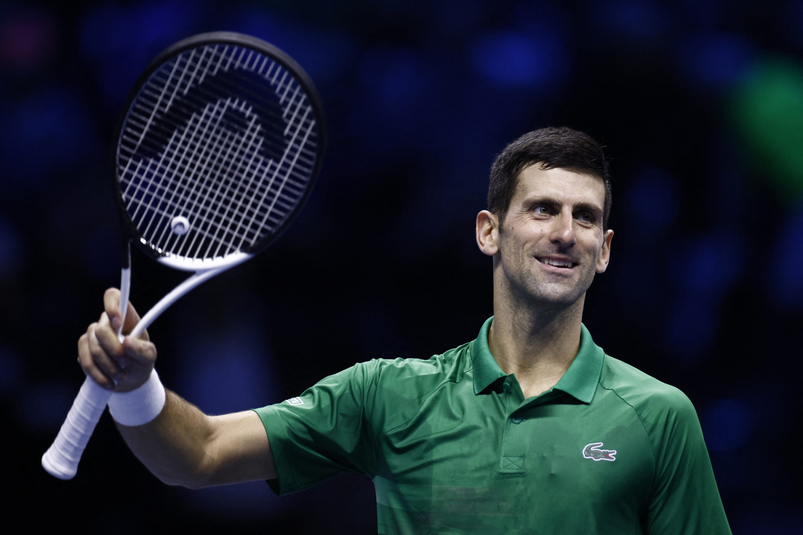 Tennis - ATP Finals Turin - Pala Alpitour, Turin, Italy - November 16, 2022  Serbia's Novak Djokovic celebrates after winning his group stage match against Russia's Andrey Rublev 
