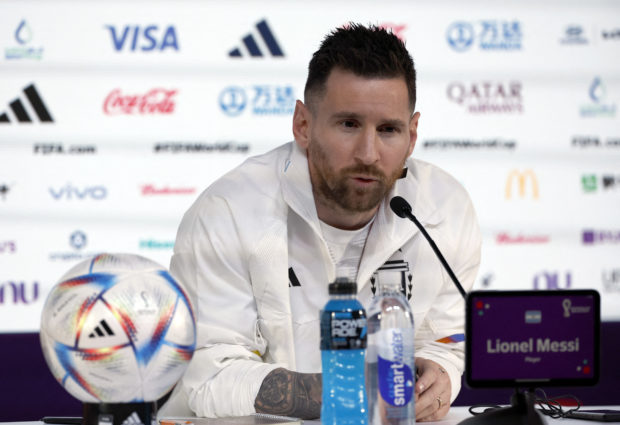 Soccer Football - FIFA World Cup Qatar 2022 - Argentina Press Conference - Main Media Center, Doha, Qatar - November 21, 2022 Argentina's Lionel Messi during the press conference 