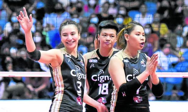 Rachel Anne Daquis (left) and Cignal would love to see Choco Mucho off.  —CONTRIBUTED PHOTO